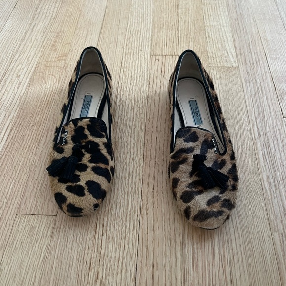 Prada Calf Hair Leopard Print Smoking Shoe - Picture 5 of 9